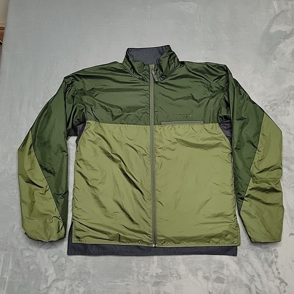 Marmot Jacket Mens Large Green Full Zip Lined Windbreaker Hiking Outdoor Active